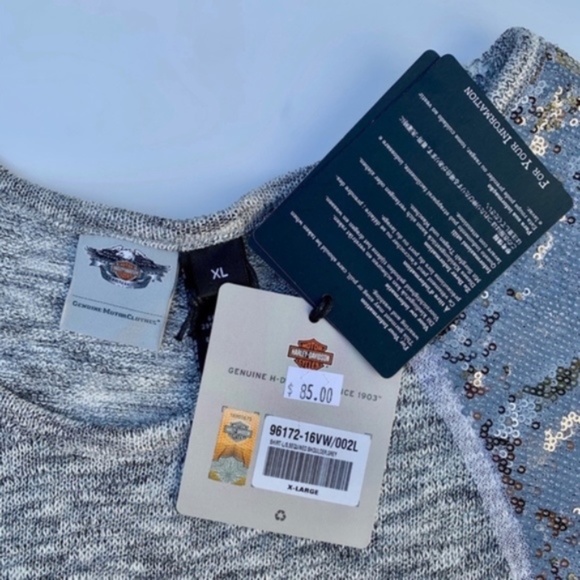 Harley-Davidson Silver Sequin Long Sleeve Sweater - Picture 8 of 8